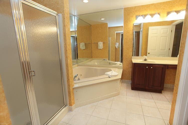 Master bath with jetted tub and walk-in shower