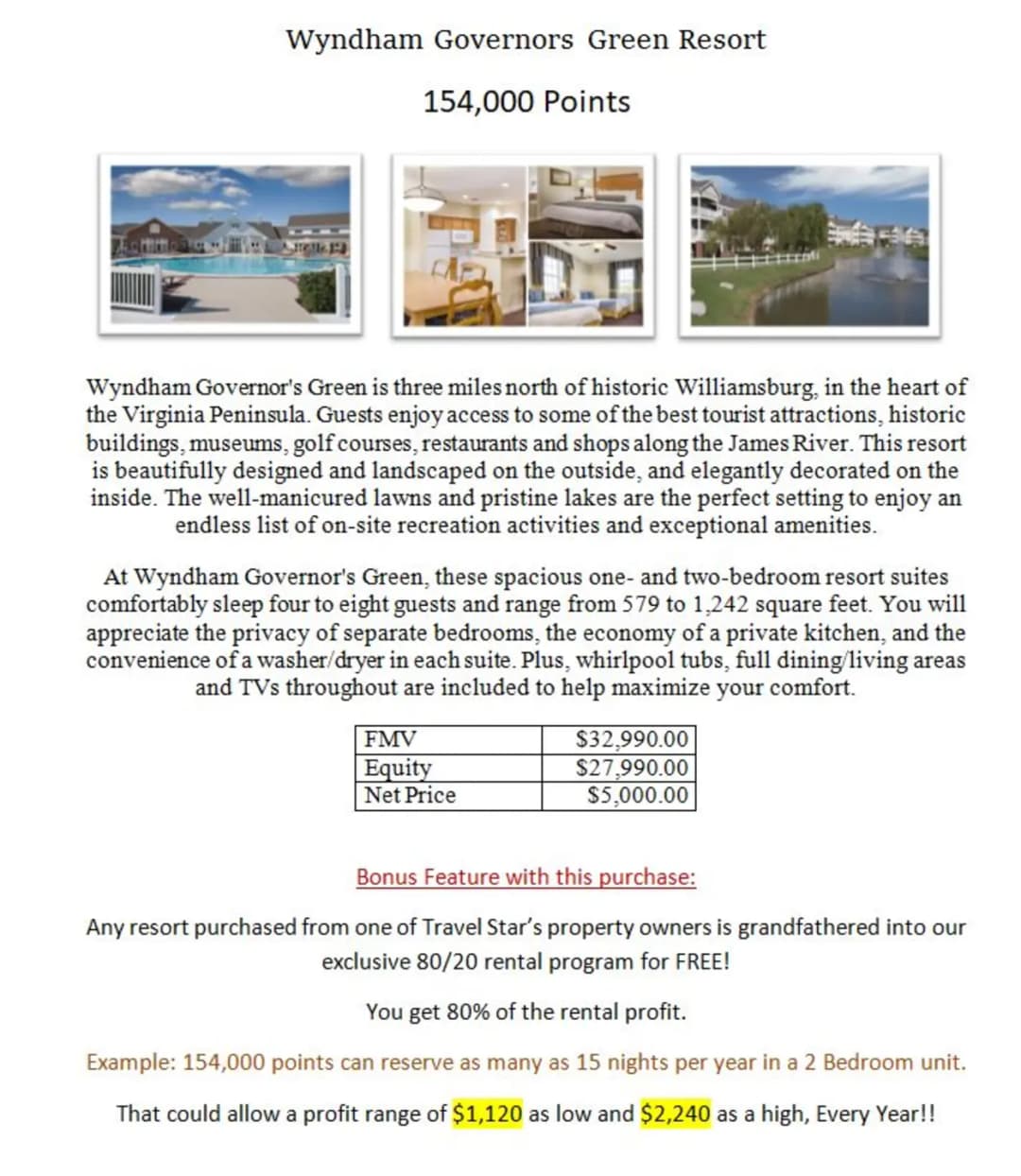 Example of points-based ownership scenario